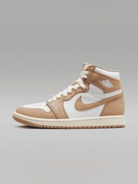 Nike Air Jordan 1 Retro High OG - Mid White and Tan Leather Sneaker